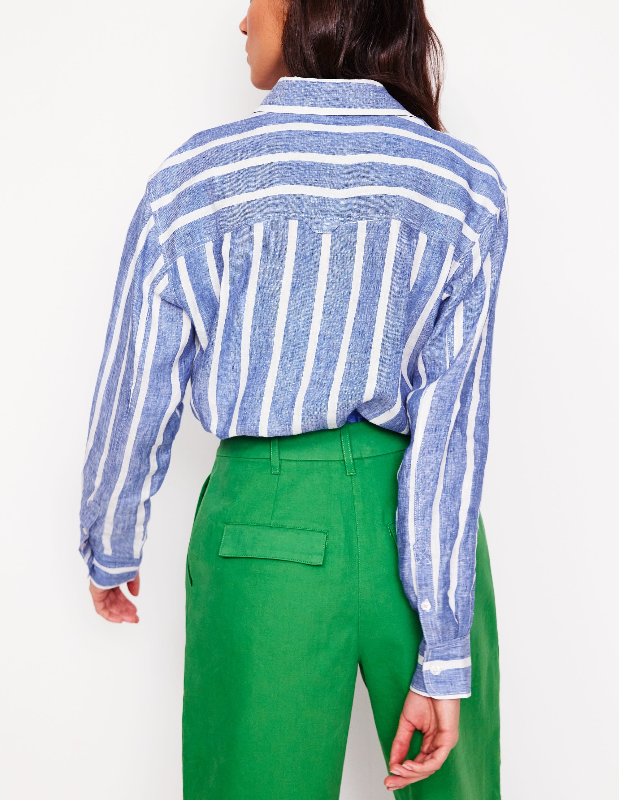 Sadie Lockeres Leinenhemd-Leuchtendes Blau Gewebt Breton - Image 3