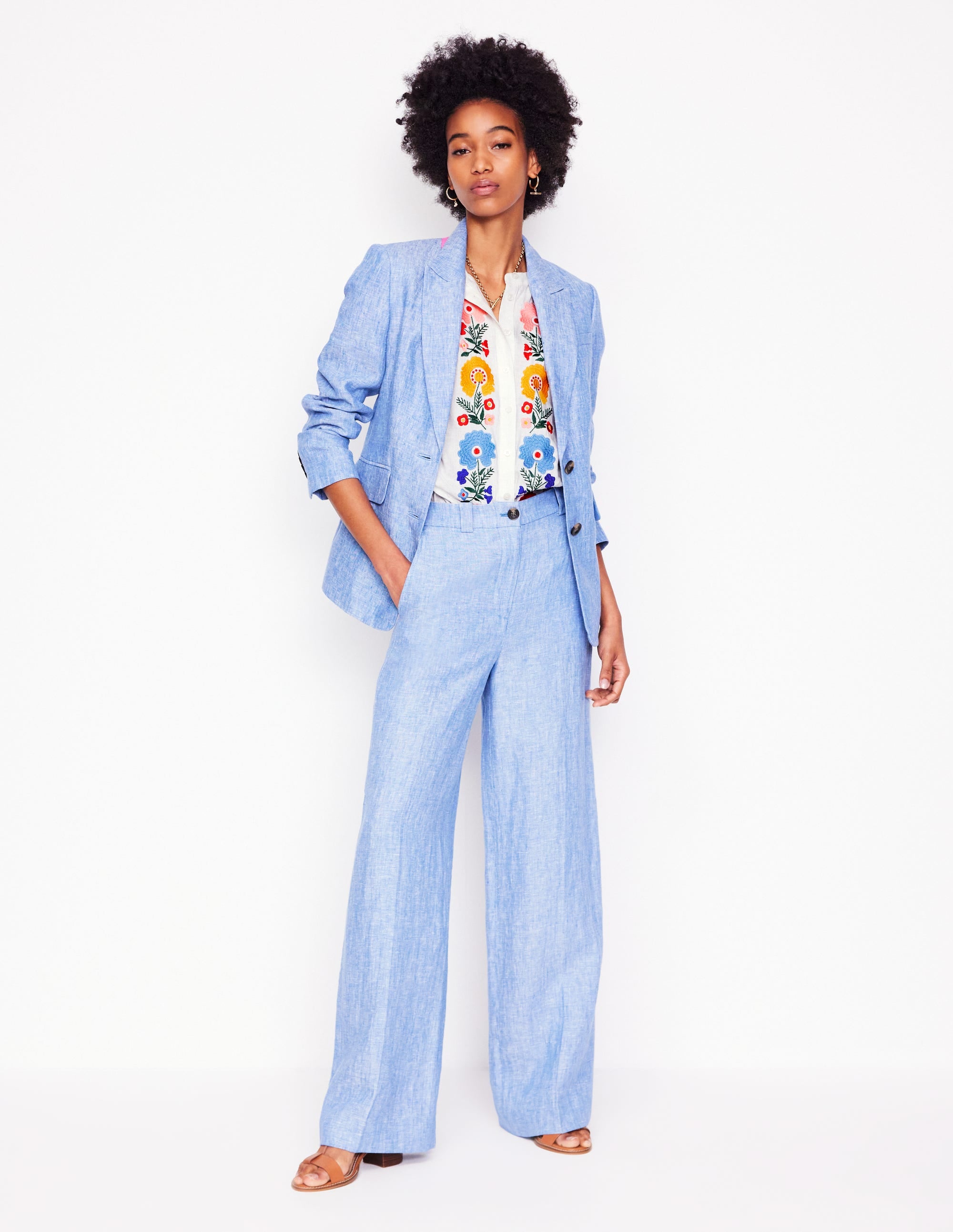 Top Alicia en lin-Blanc, broderie florale - Image 10