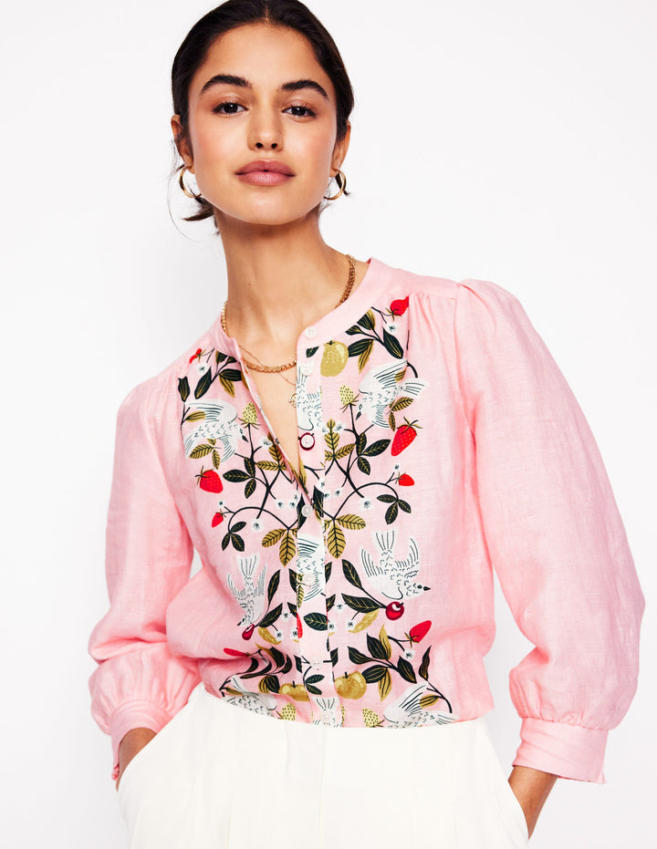 Alicia Oberteil aus Leinen-Provence-Pink, Vogelparadies