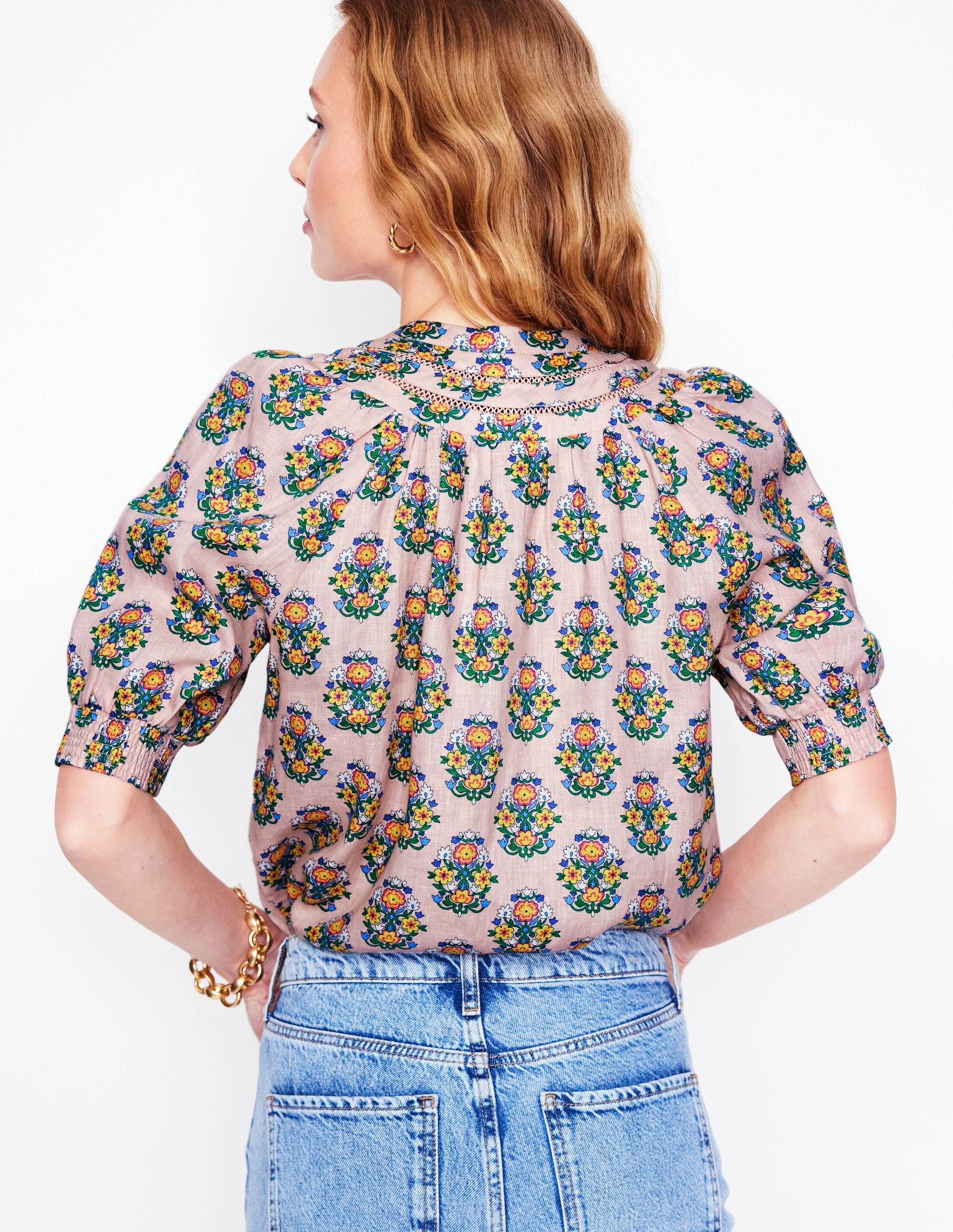 Top Bea en lin-Rose, motif Wildflower Stamp - Image 3