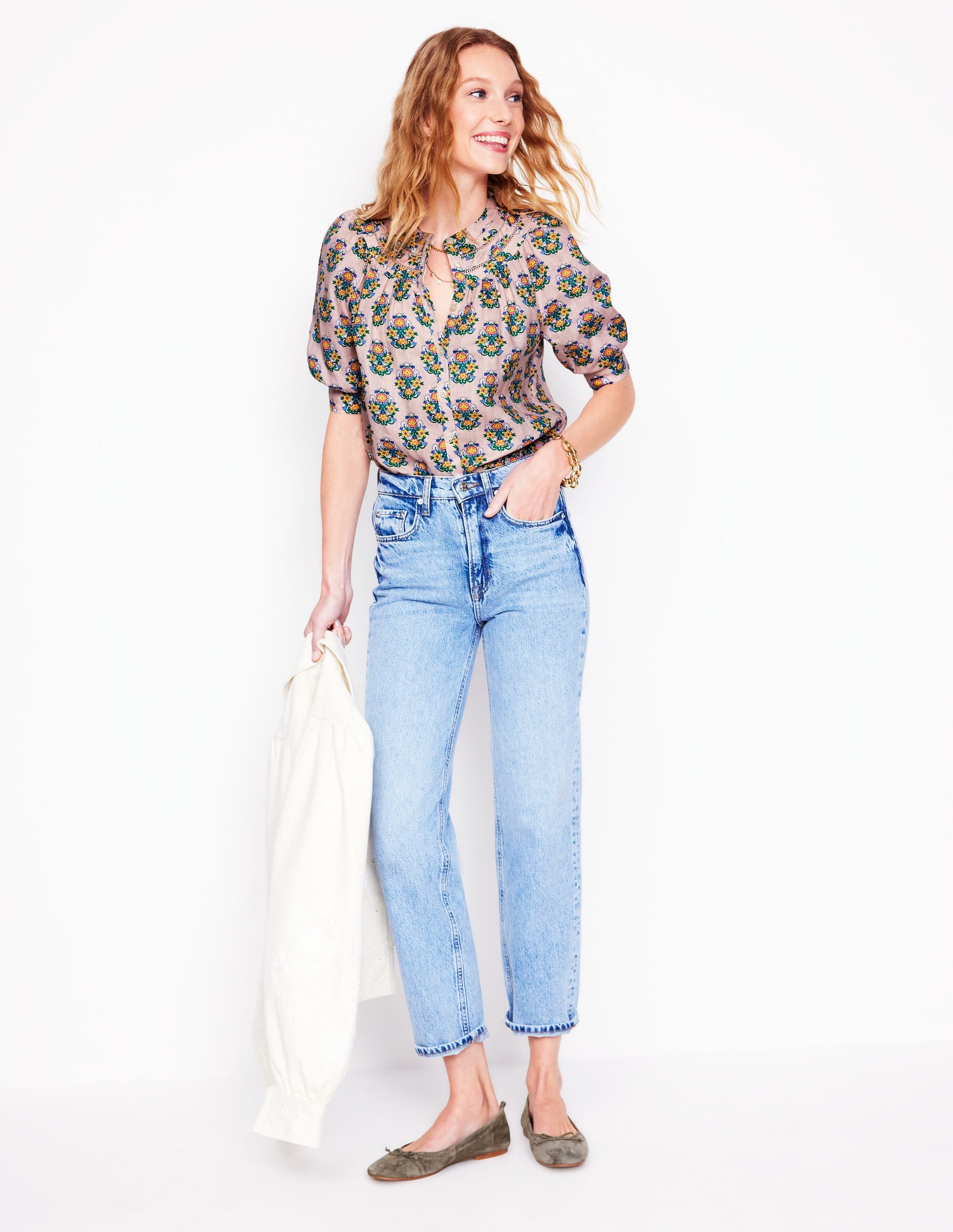 Top Bea en lin-Rose, motif Wildflower Stamp - Image 6