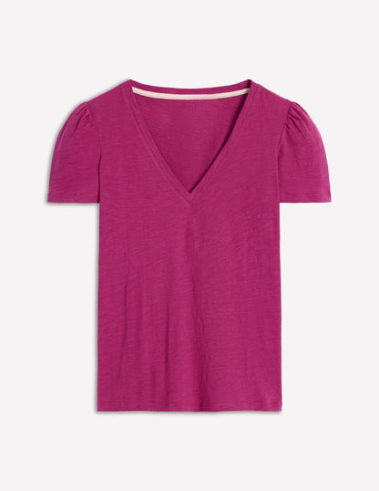 T-Shirt mit V-Ausschnitt-Sattes Magenta-5