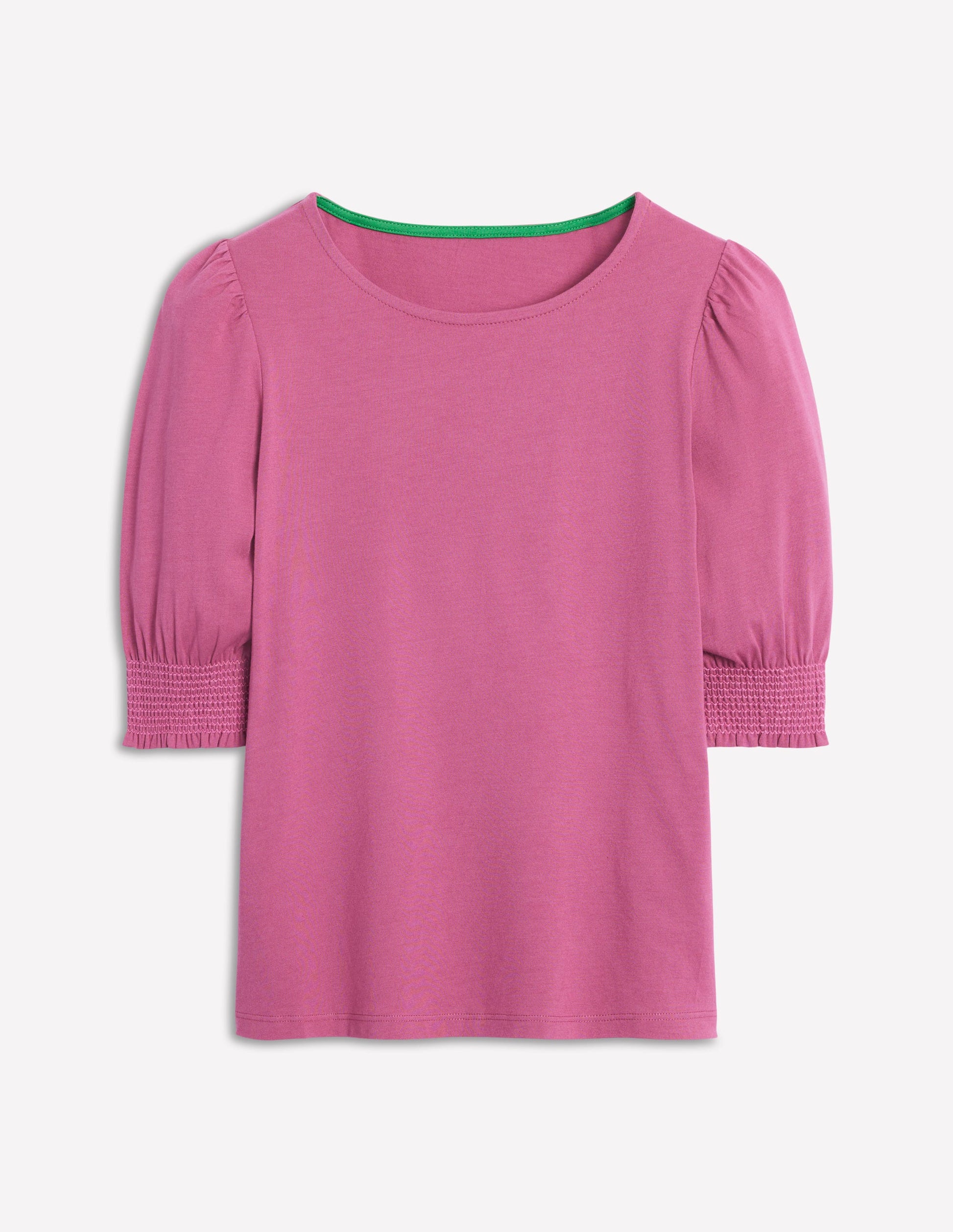 Kurzärmeliges Oberteil mit gesmokten Bündchen-Violette Zwetschge-6