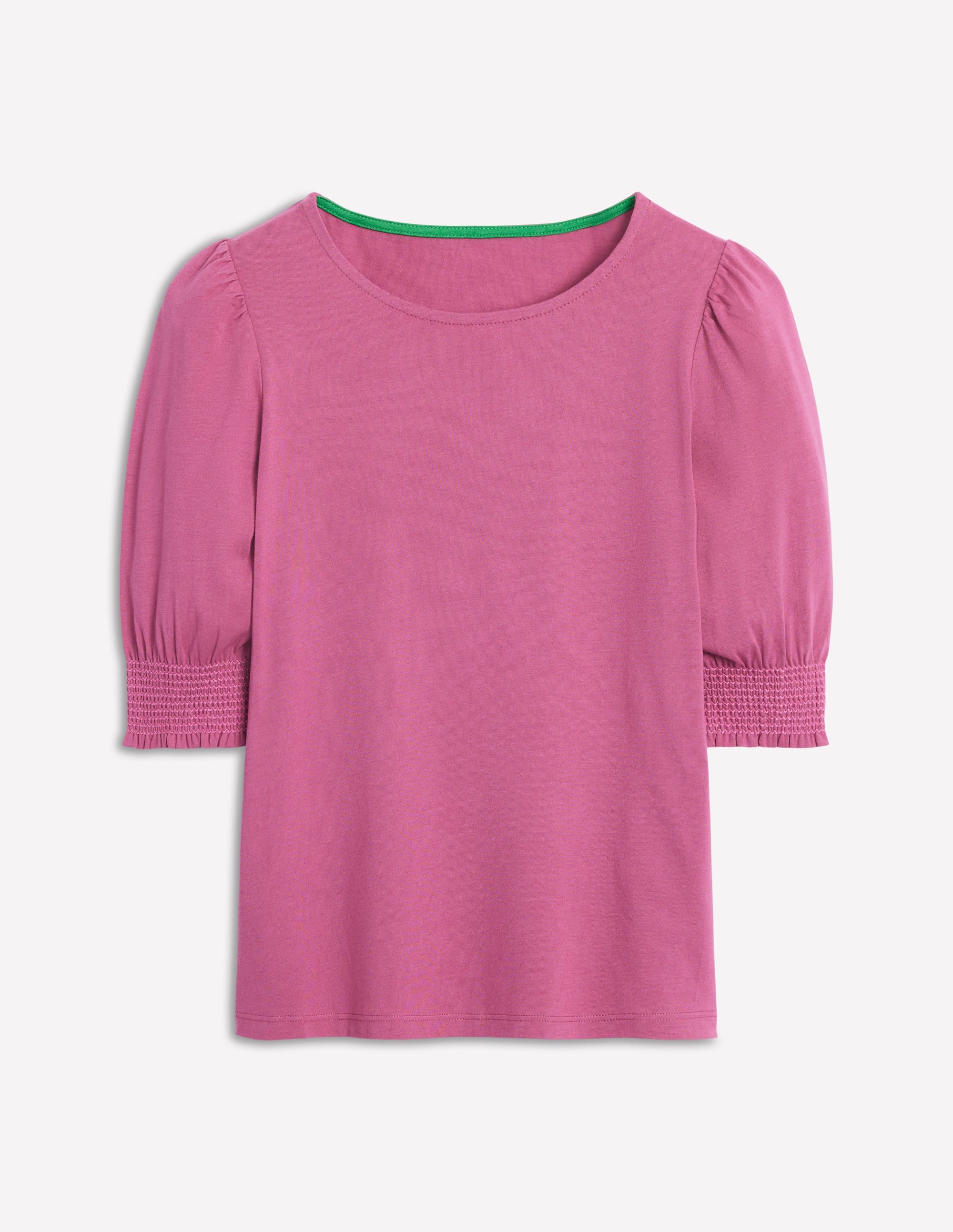 Kurzärmeliges Oberteil mit gesmokten Bündchen-Violette Zwetschge - Image 6