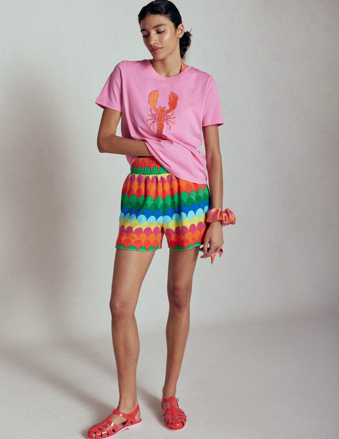 Locker geschnittenes originelles T-Shirt-Rosa Rose, Hummer