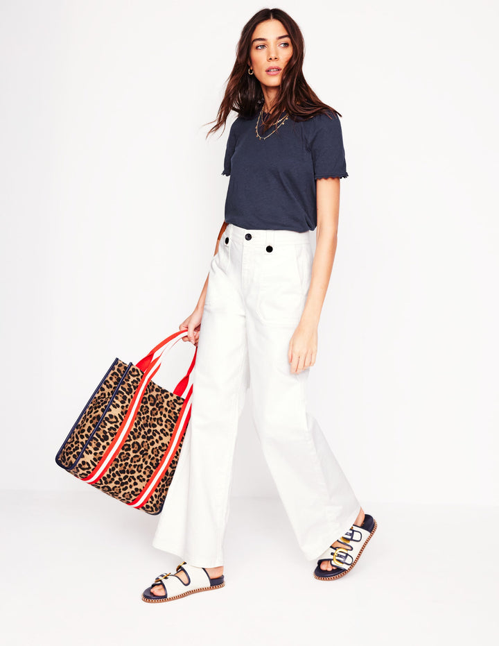 Ali T-Shirt mit Zackenlitze-Aqua Marine Marl