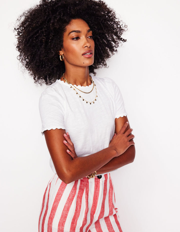 Ali T-Shirt mit Zackenlitze-Weiß