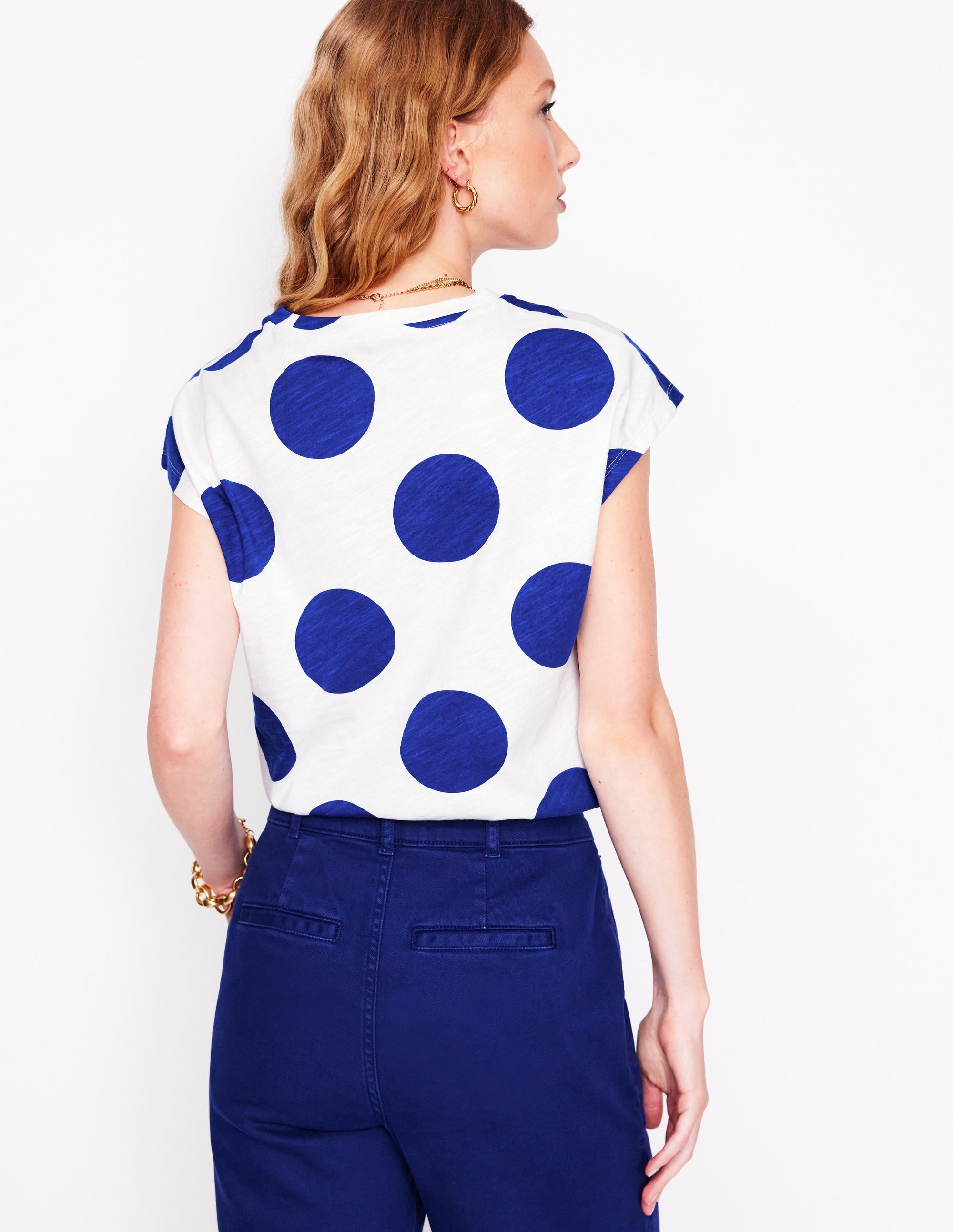 Bedrucktes T-Shirt mit Flammgarn-Leuchtendes Blau, Punkte - Image 3