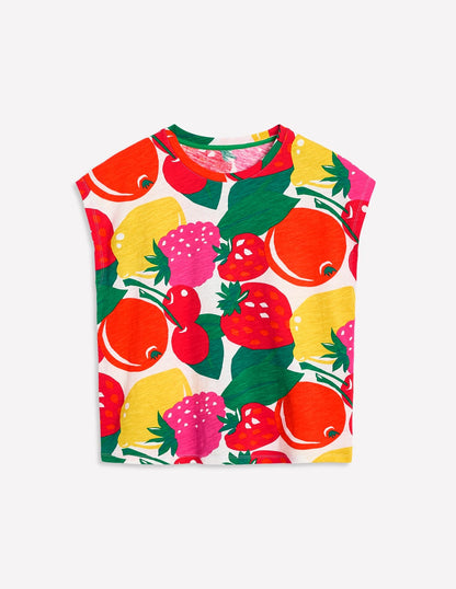 Bedrucktes T-Shirt mit Flammgarn-Bunt, Sommerfrüchte