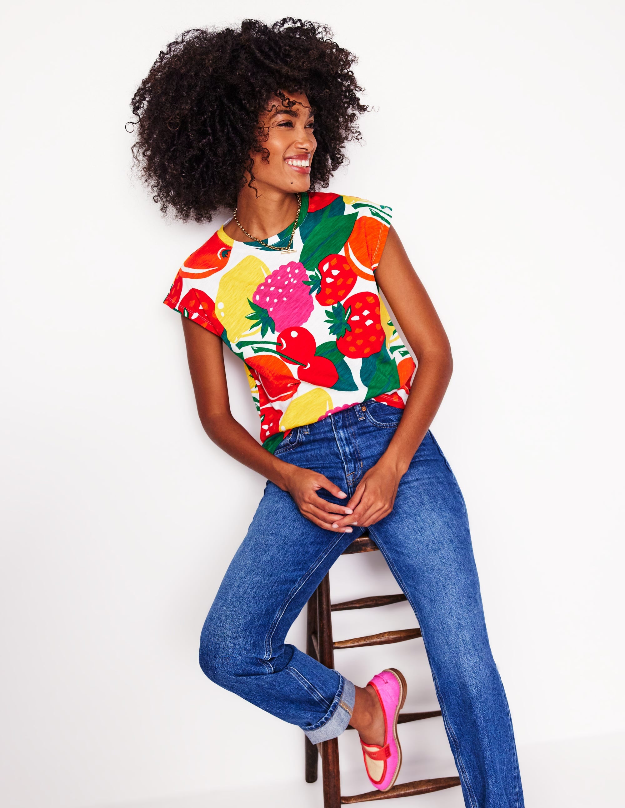 T-shirt flammé imprimé-Multi, motif Summer Fruits - Image 1