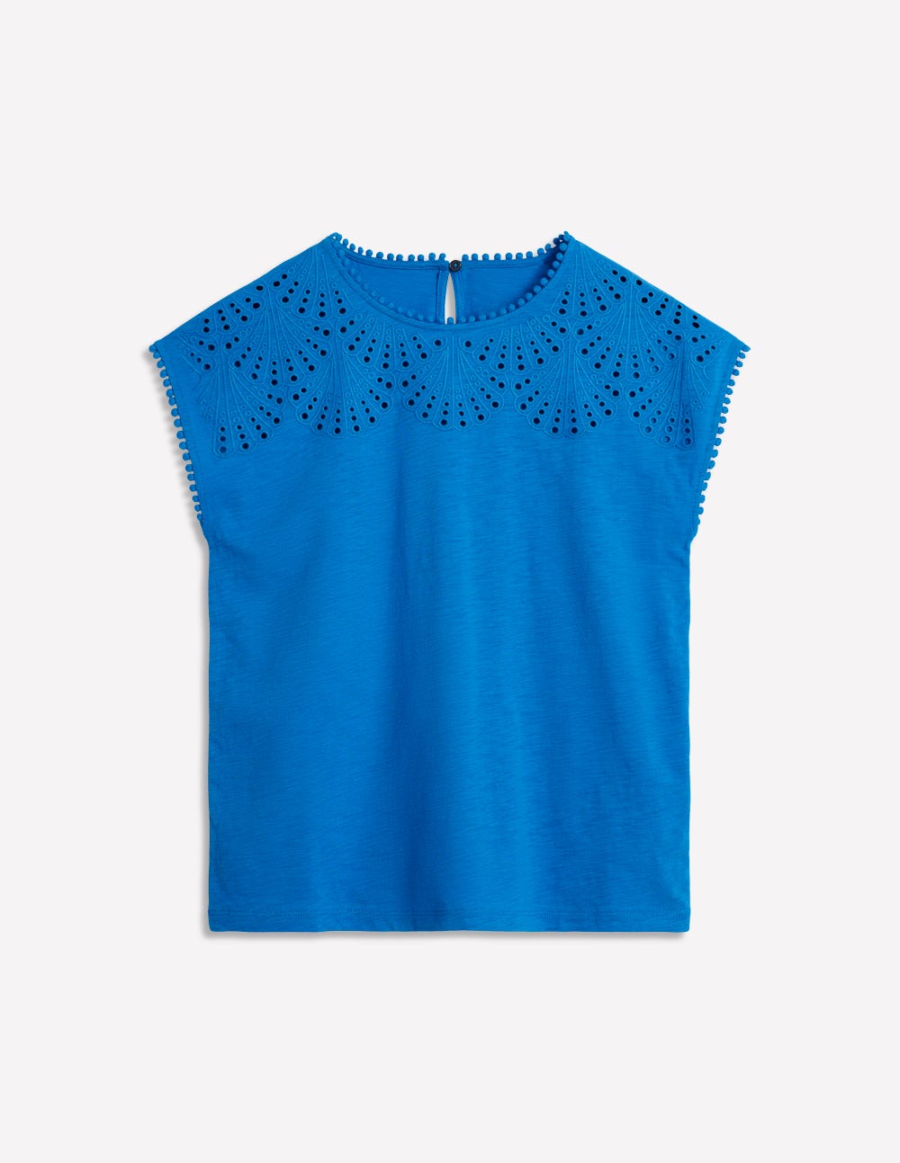 T-shirt Anya avec broderie anglaise-Bleu Céruléen - Image 5
