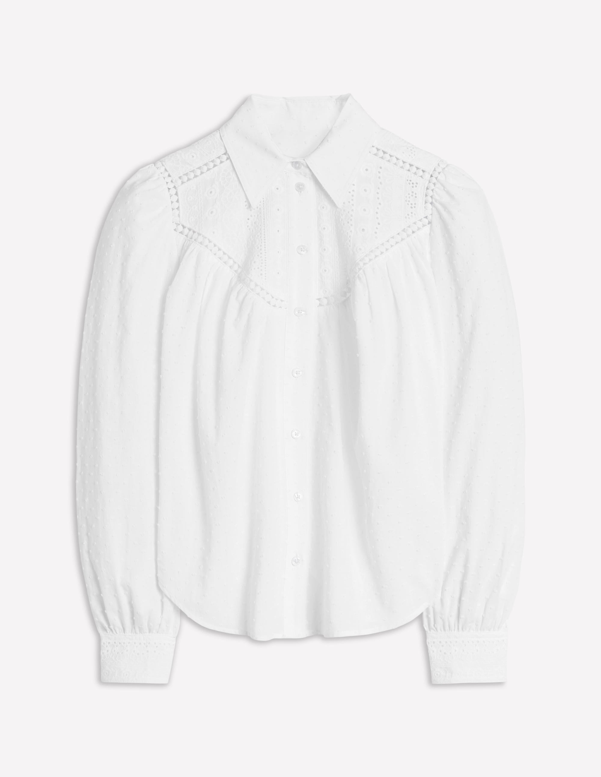 Chemise brodée à empiècement contrastant-Blanc - Image 8