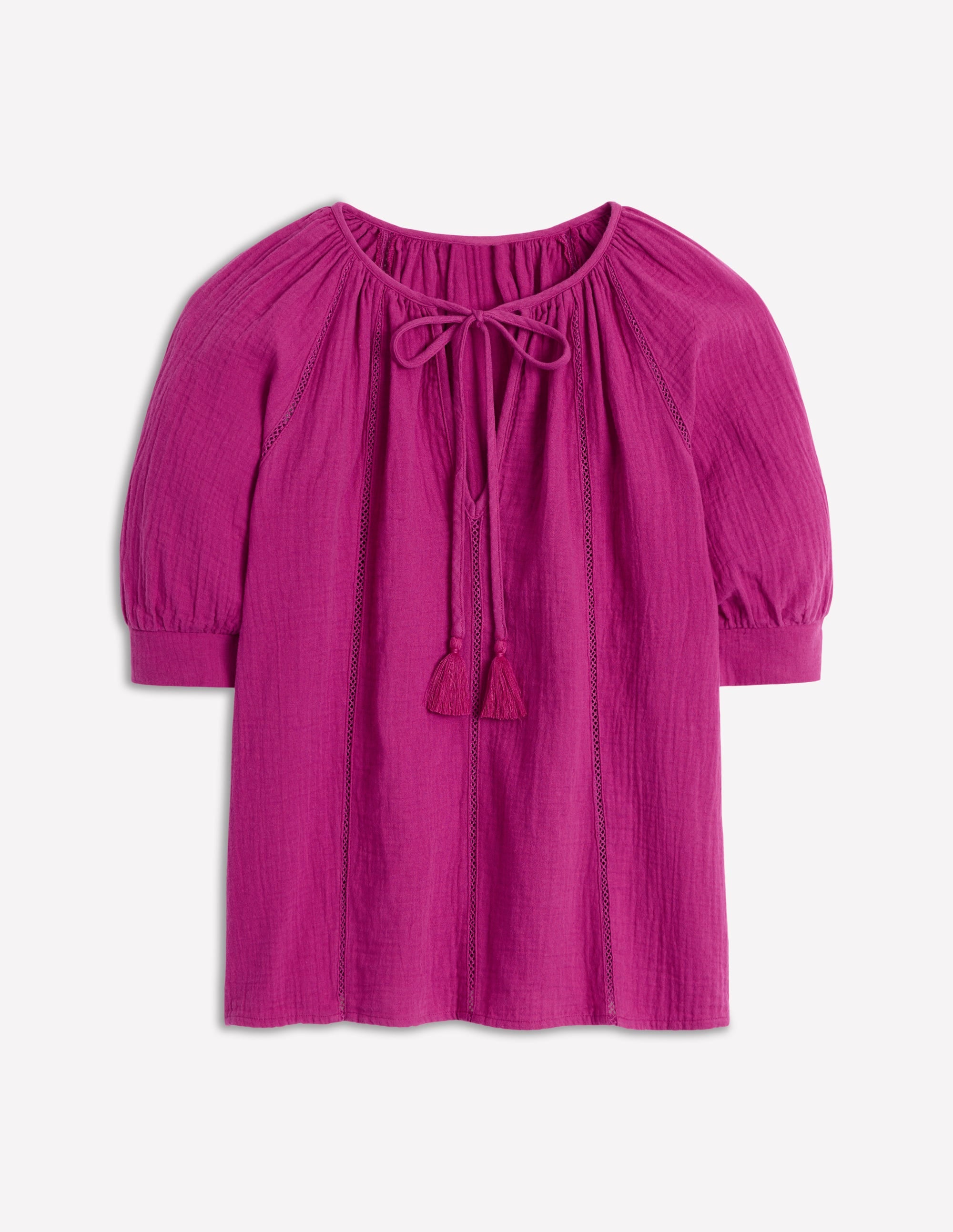 Doppeltuch-Oberteil mit eingearbeiteten Details-Fuchsia - Image 6