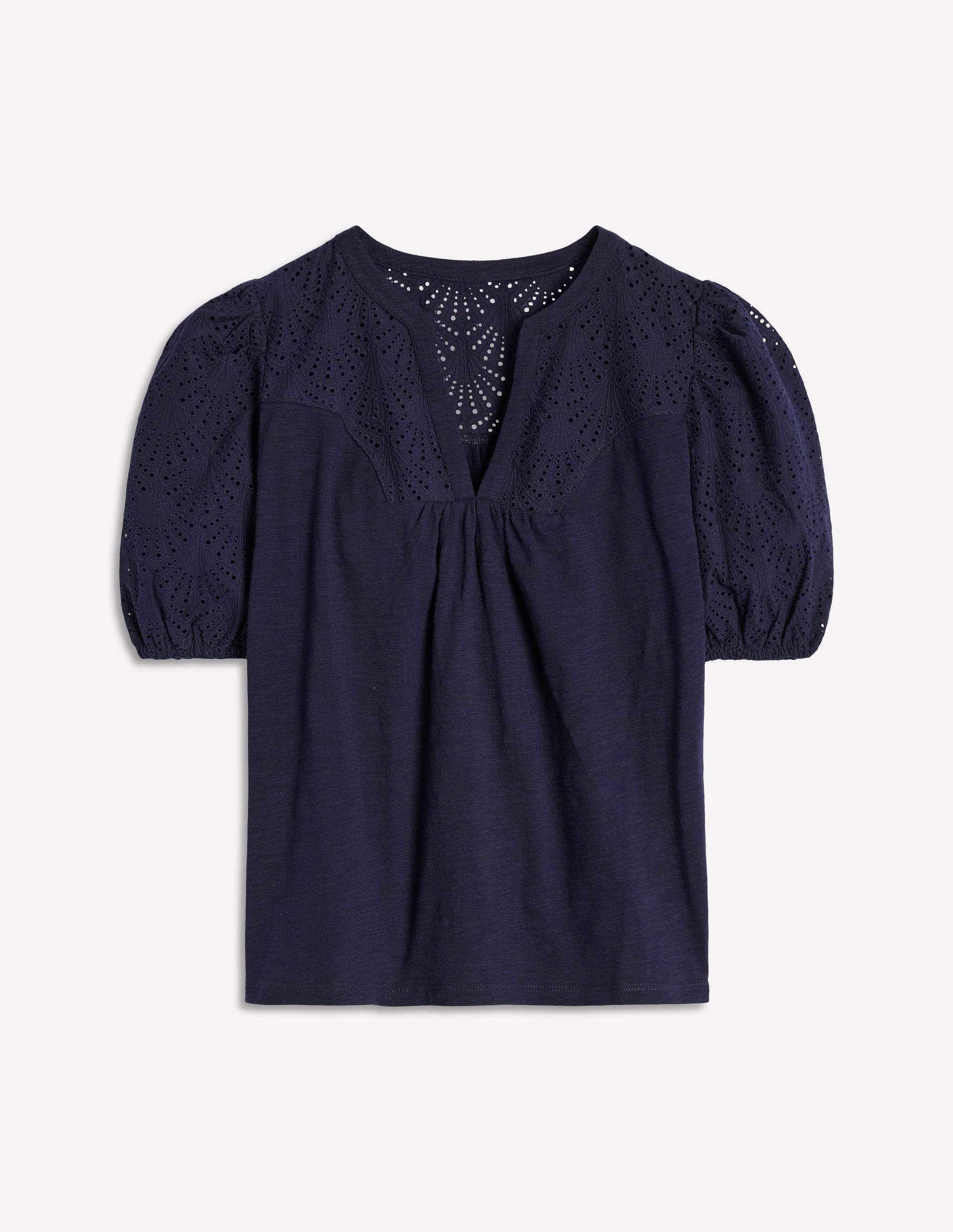 Top Dolly à broderie anglaise-Bleu Marine, Petits Pois - Image 6