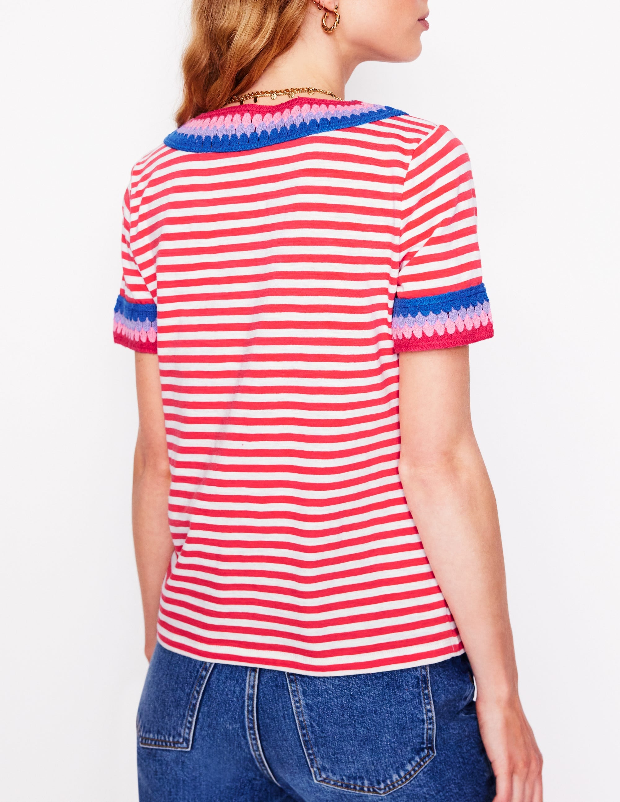 Fae Häkel-T-Shirt-Naturweiß, Cayenne - Image 5