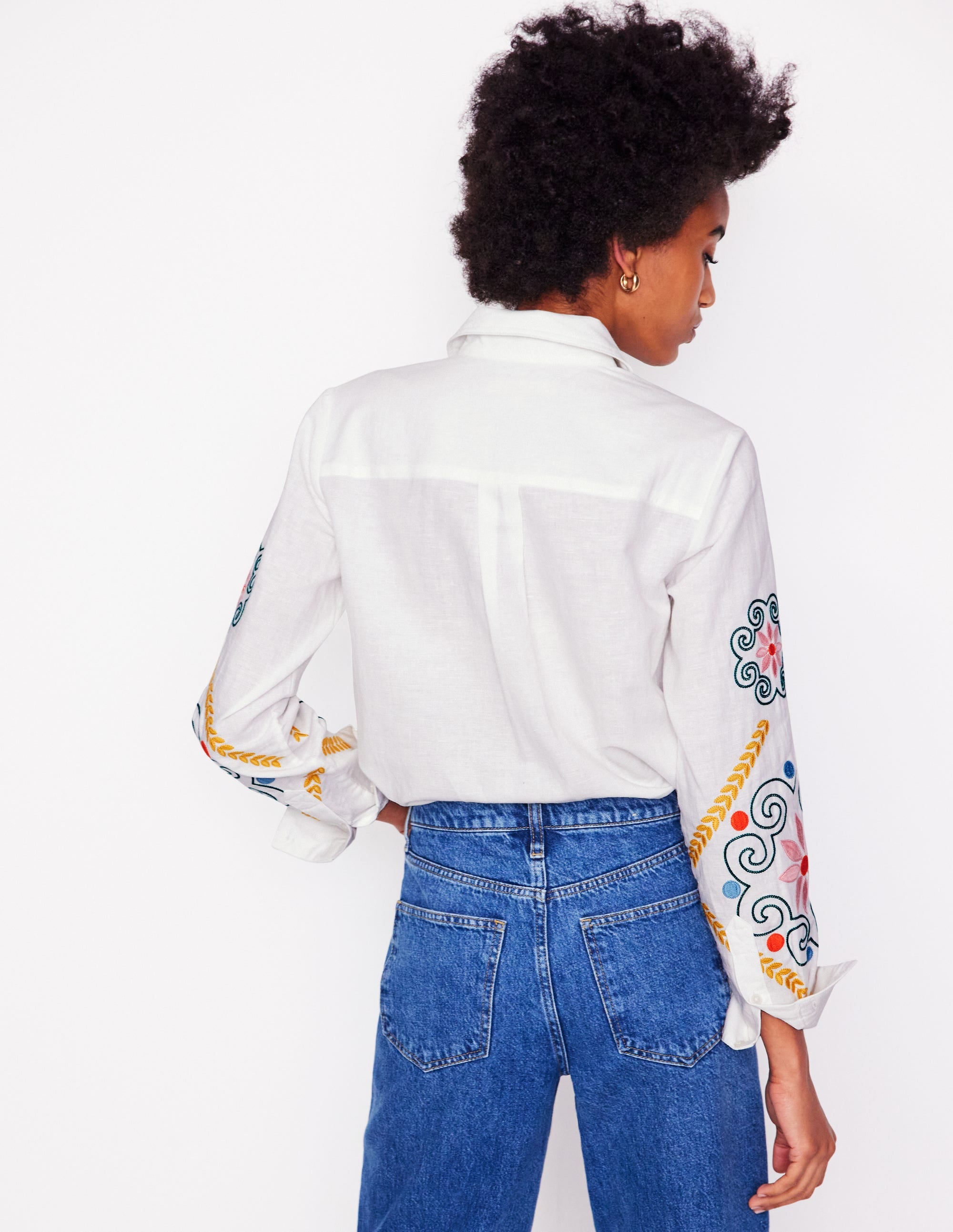 Chemise Sienna brodée en lin-Blanc - Image 5