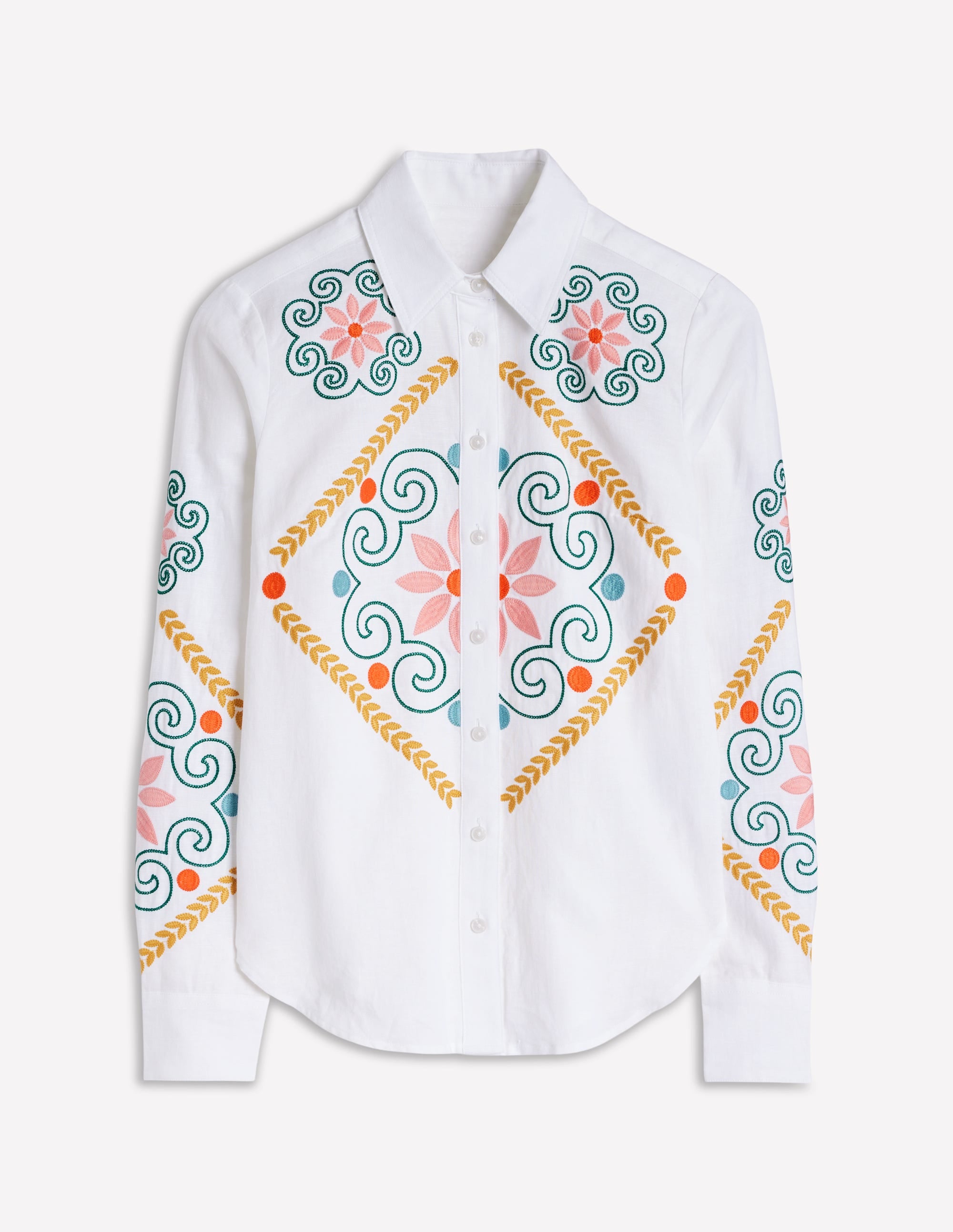 Chemise Sienna brodée en lin-Blanc - Image 8