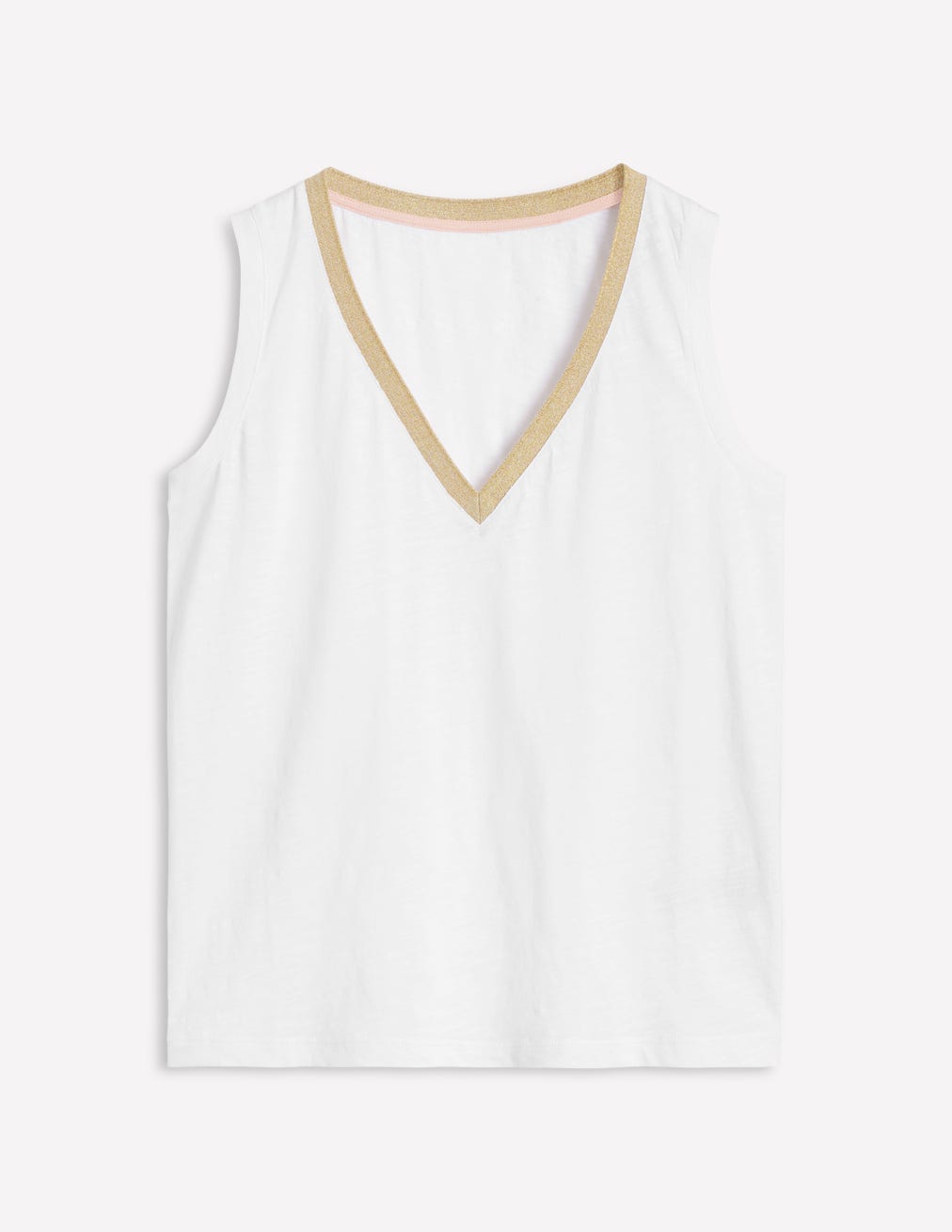 Top mit Metallic-Besatz und V-Ausschnitt-Weiß