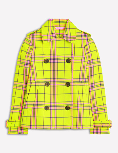 Trench court Mayfair-Carreaux jaune fluo