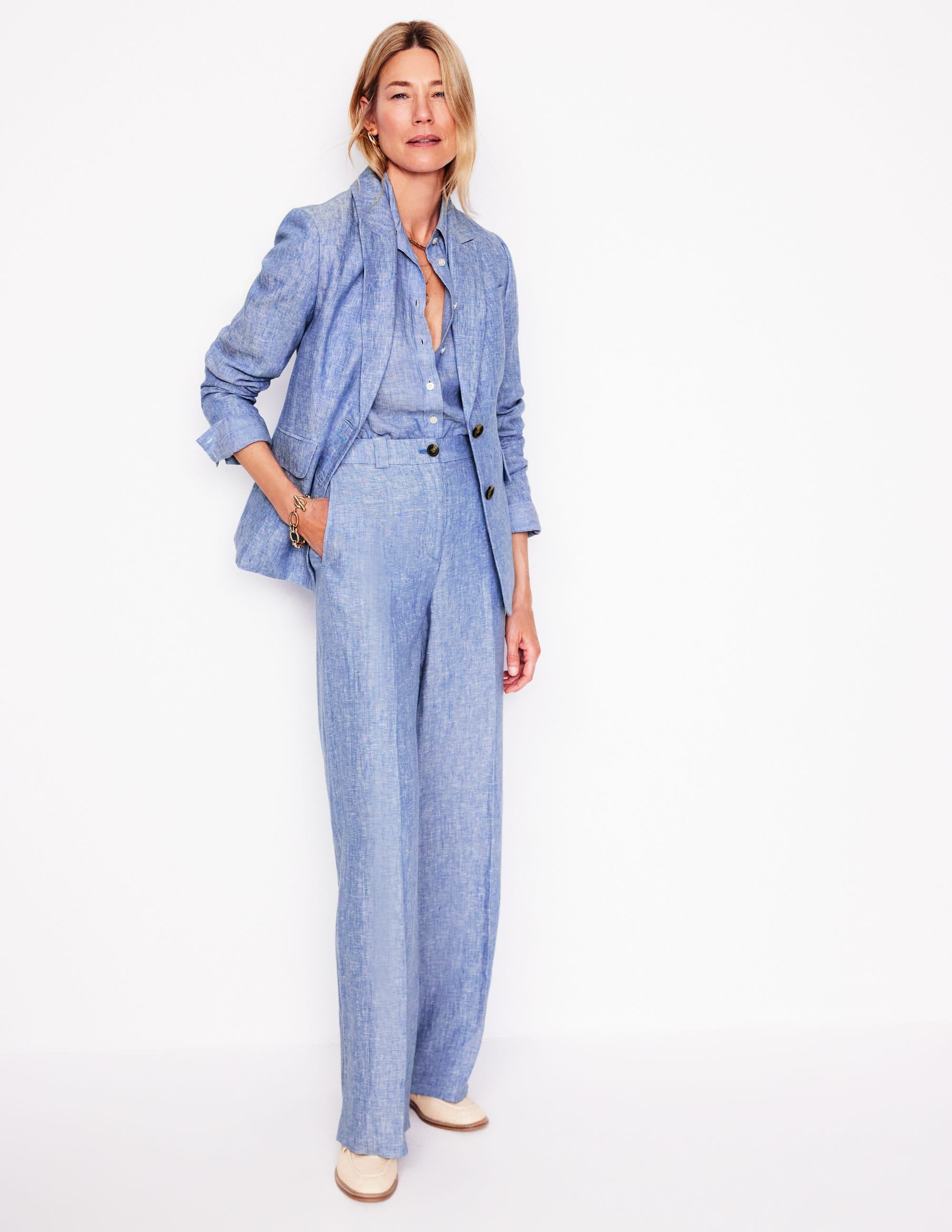 Stamford Leinenblazer-Blauer Faux-Uni - Image 5