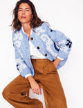 Chelsea Bestickte Jacke-Graublau Chambray