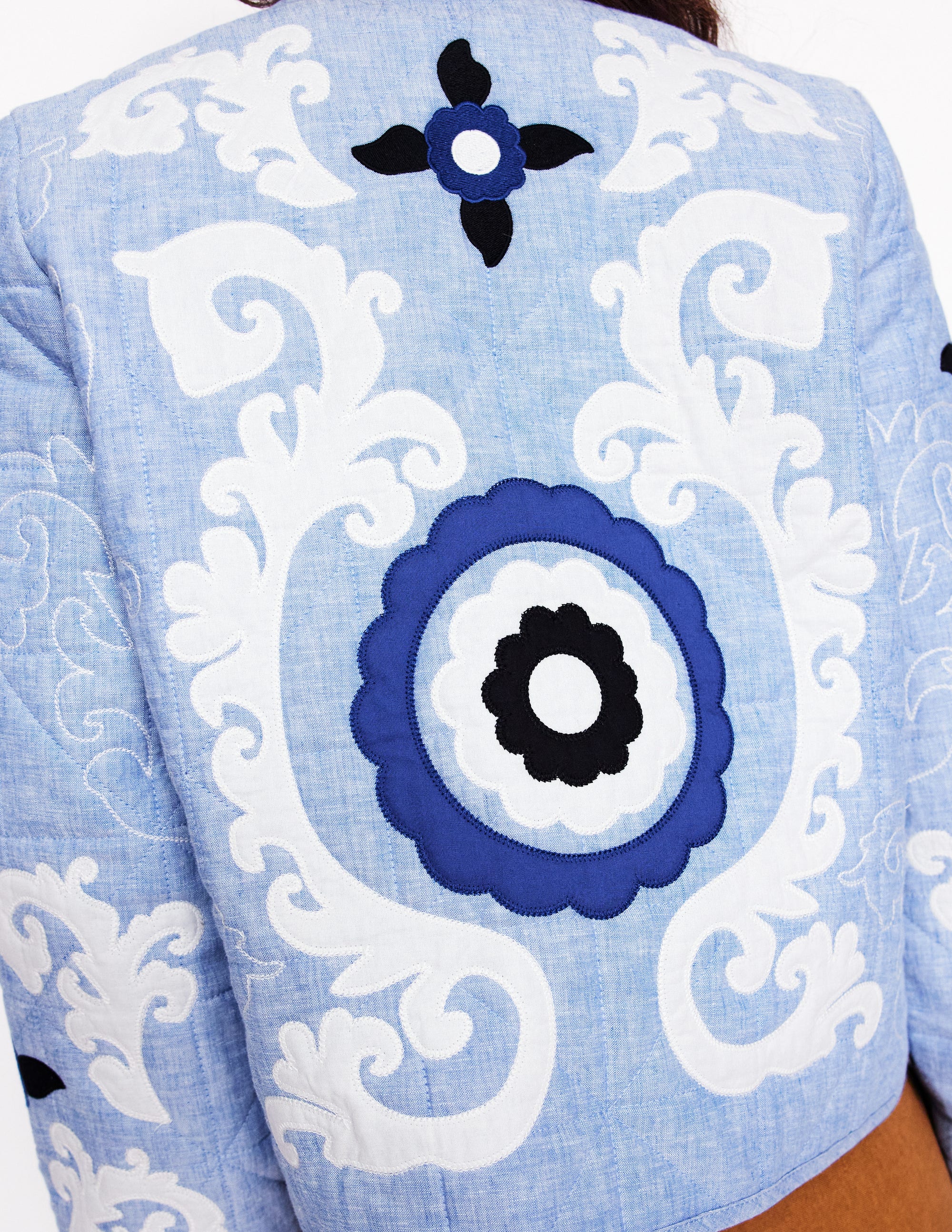 Chelsea Bestickte Jacke-Graublau Chambray - Image 4