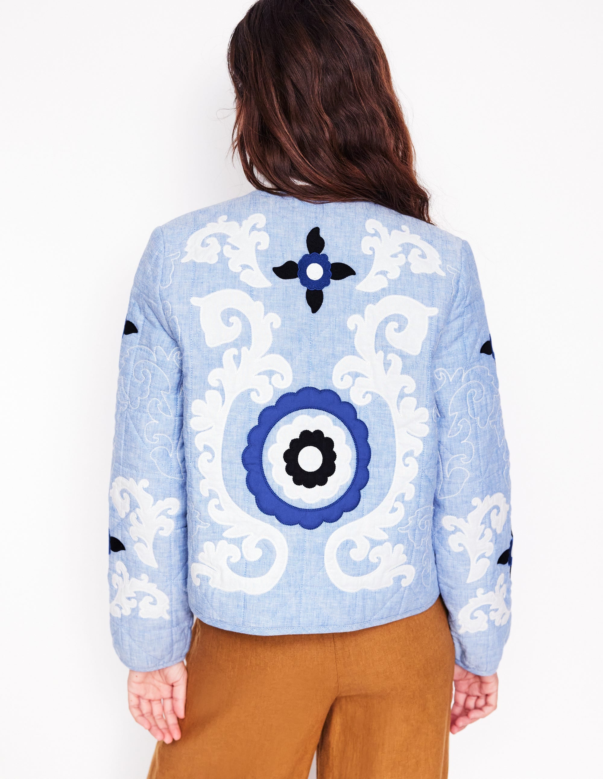 Chelsea Bestickte Jacke-Graublau Chambray - Image 5