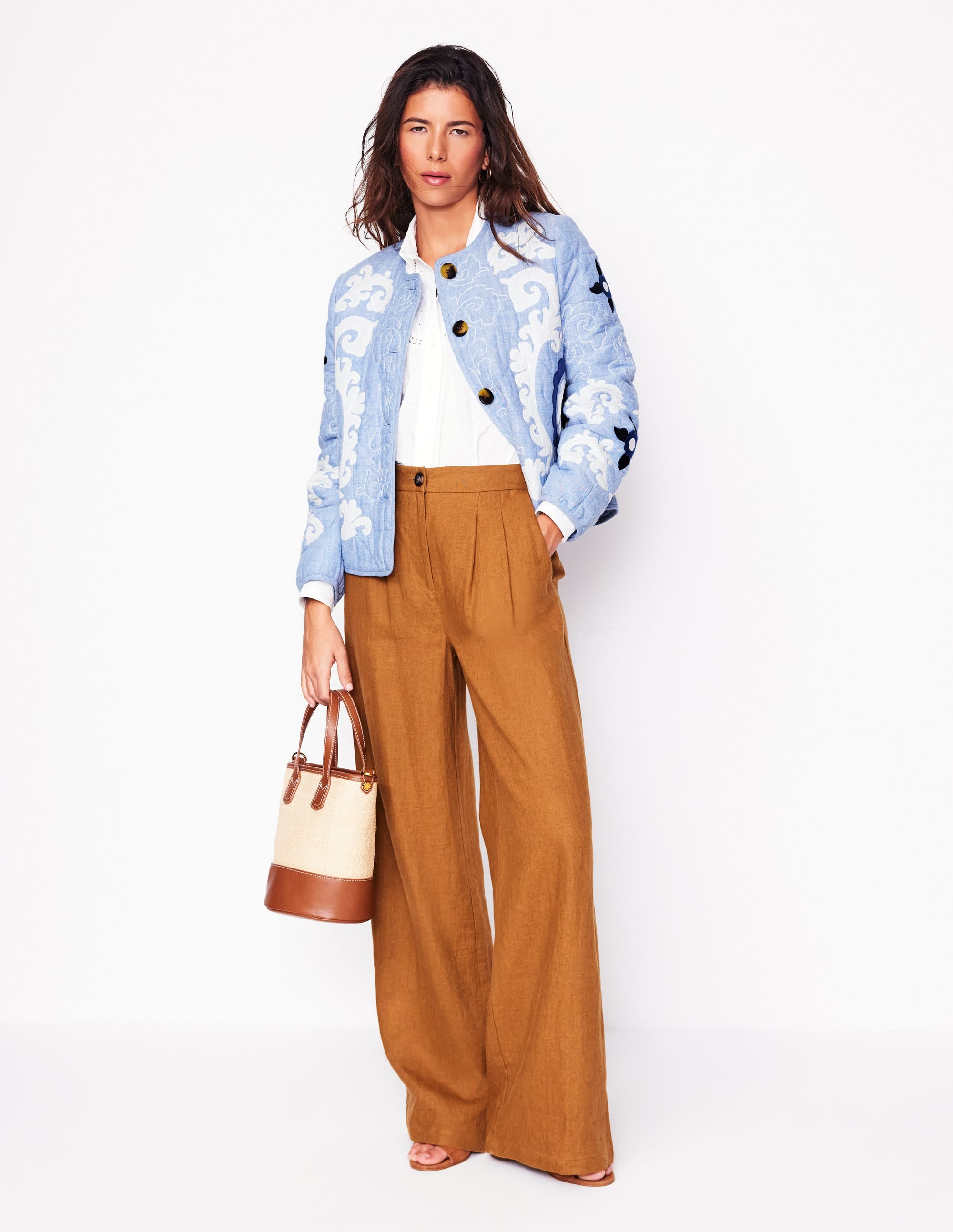 Chelsea Bestickte Jacke-Graublau Chambray - Image 7