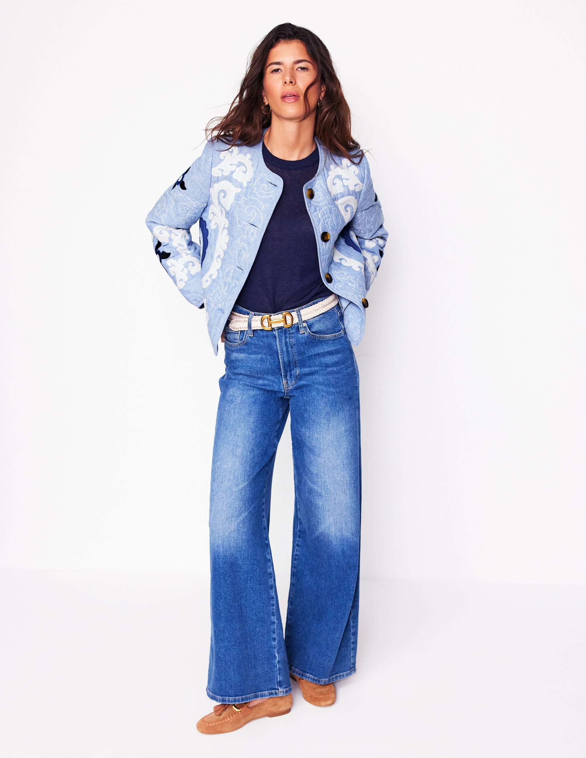 Chelsea Bestickte Jacke-Graublau Chambray - Image 9
