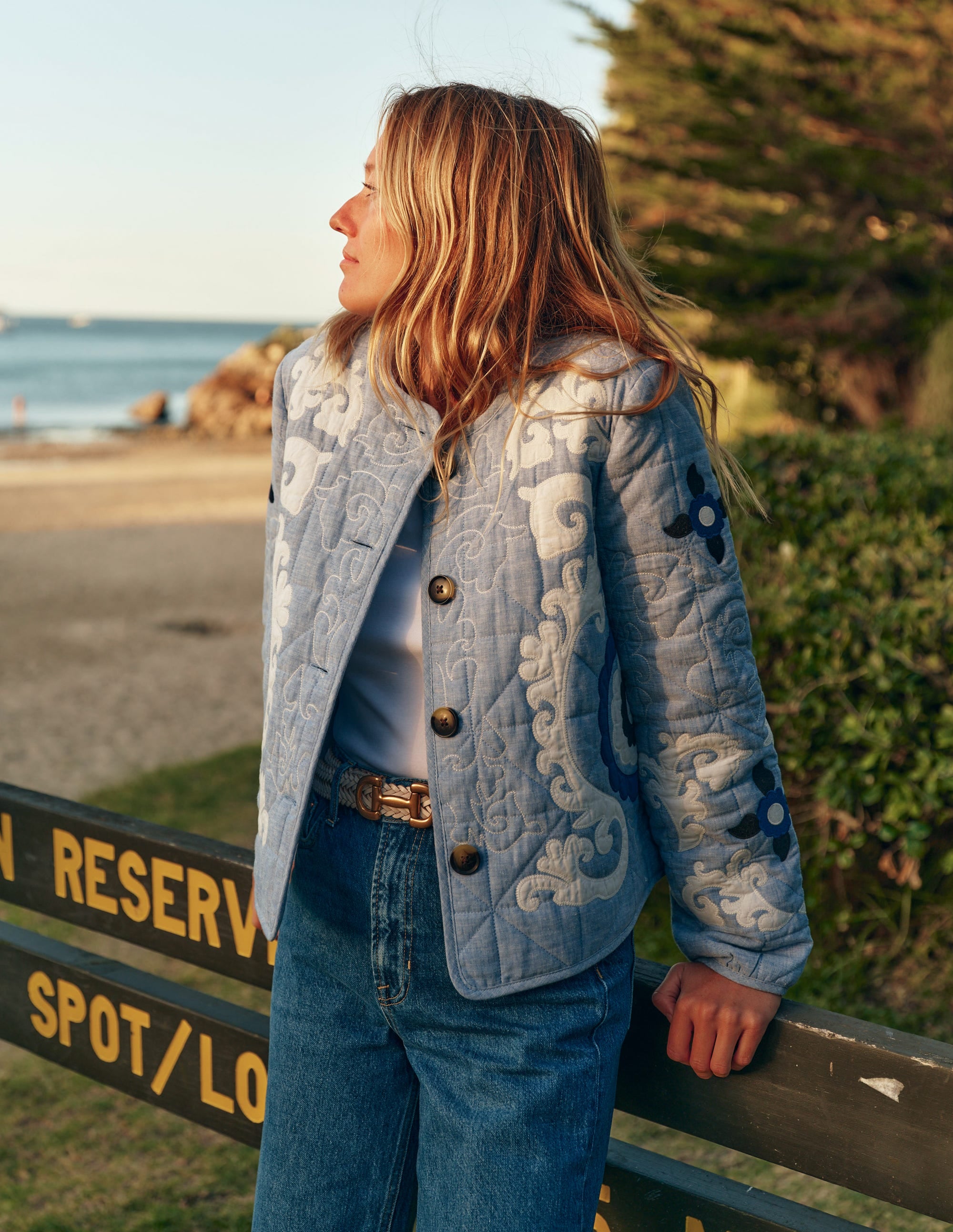 Chelsea Bestickte Jacke-Graublau Chambray - Image 2