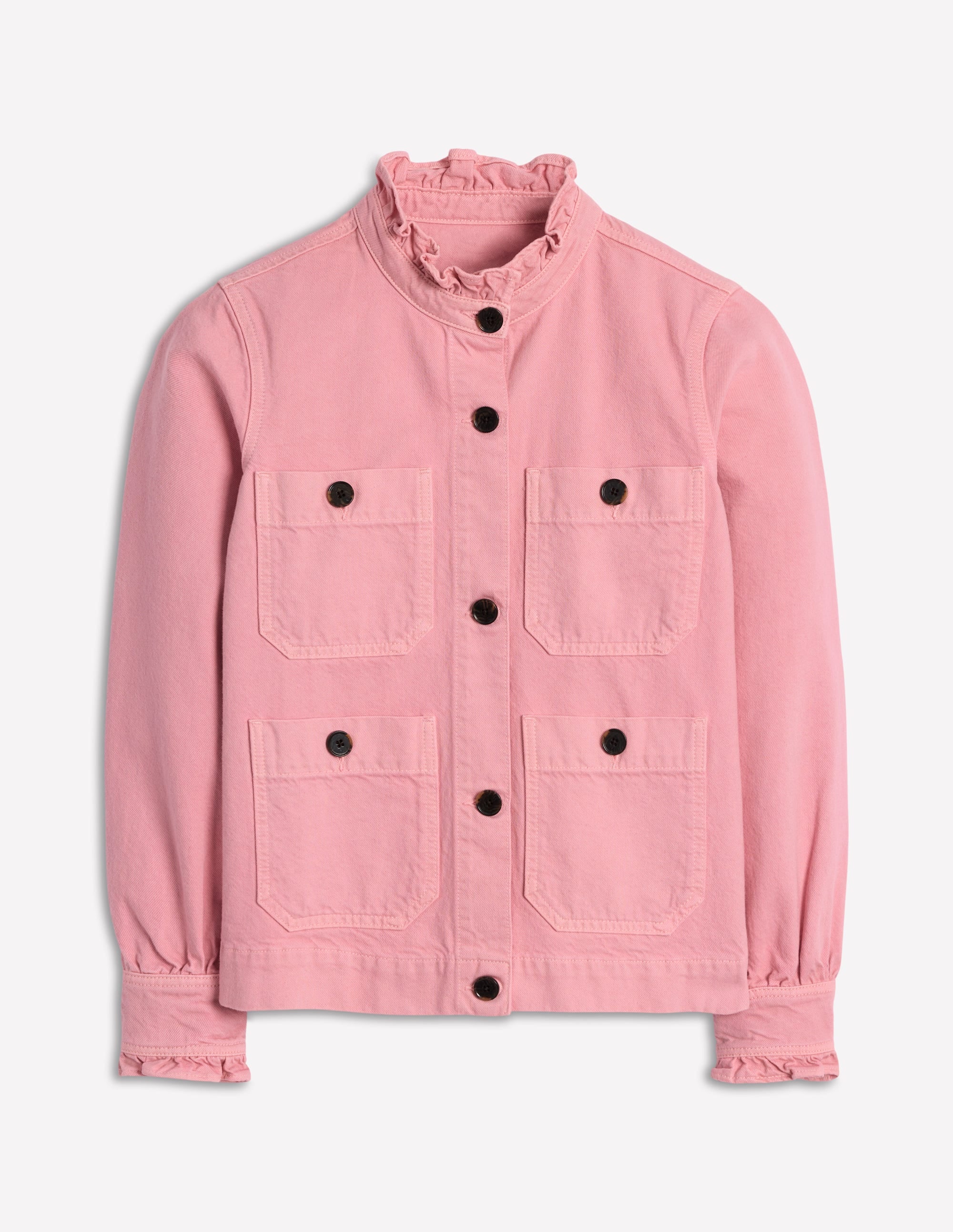 Veste en jean à col volanté-Rose amande - Image 5