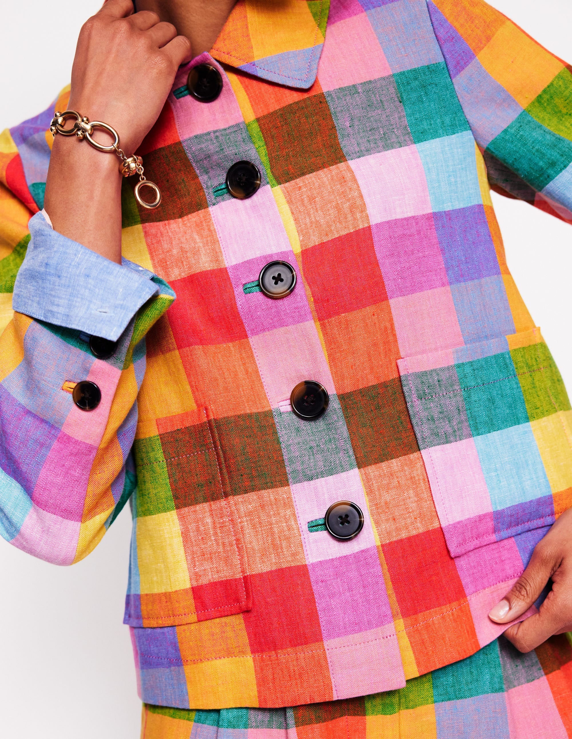 Veste Knightsbridge en lin-Vichy arc-en-ciel multi - Image 3