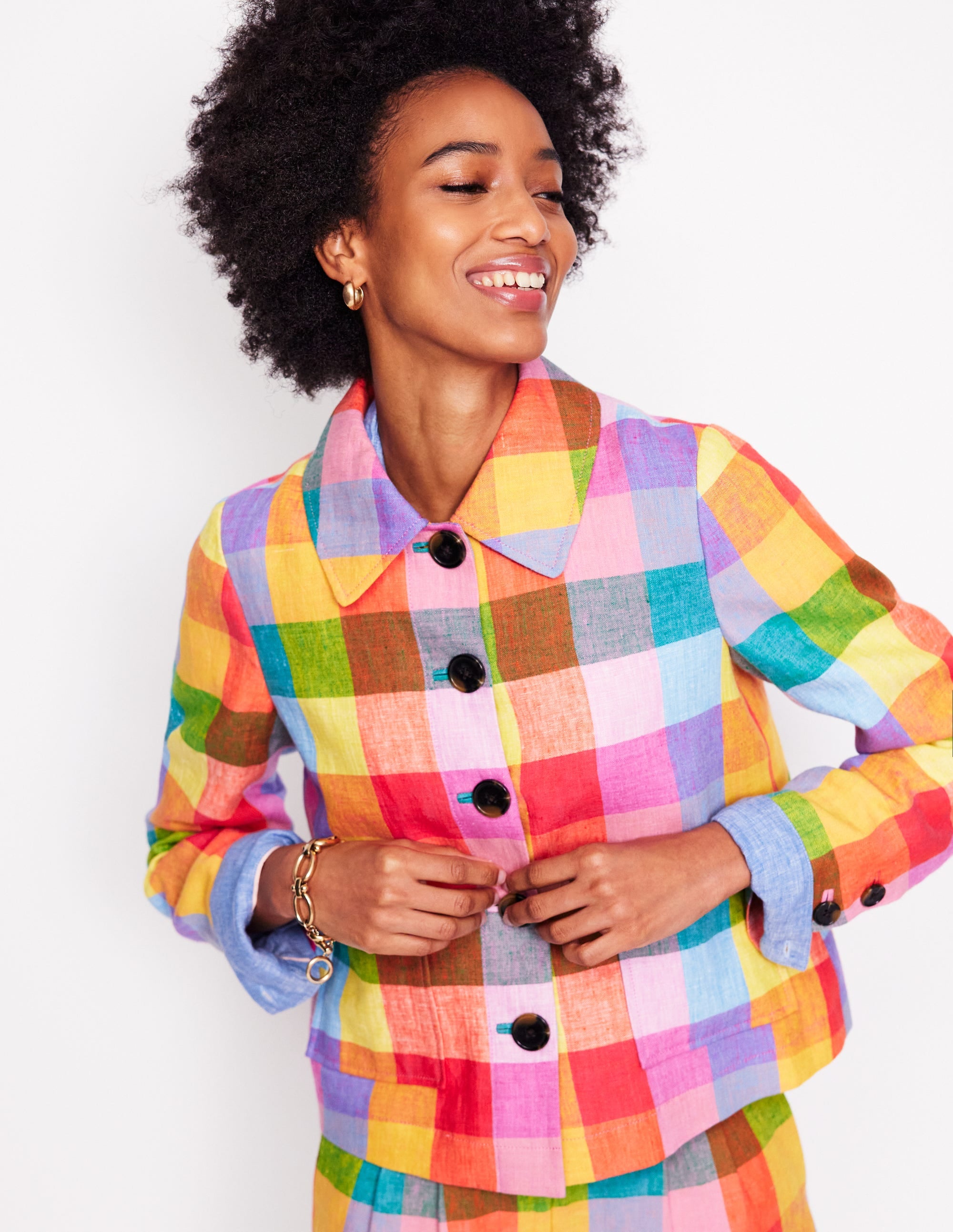 Veste Knightsbridge en lin-Vichy arc-en-ciel multi - Image 6