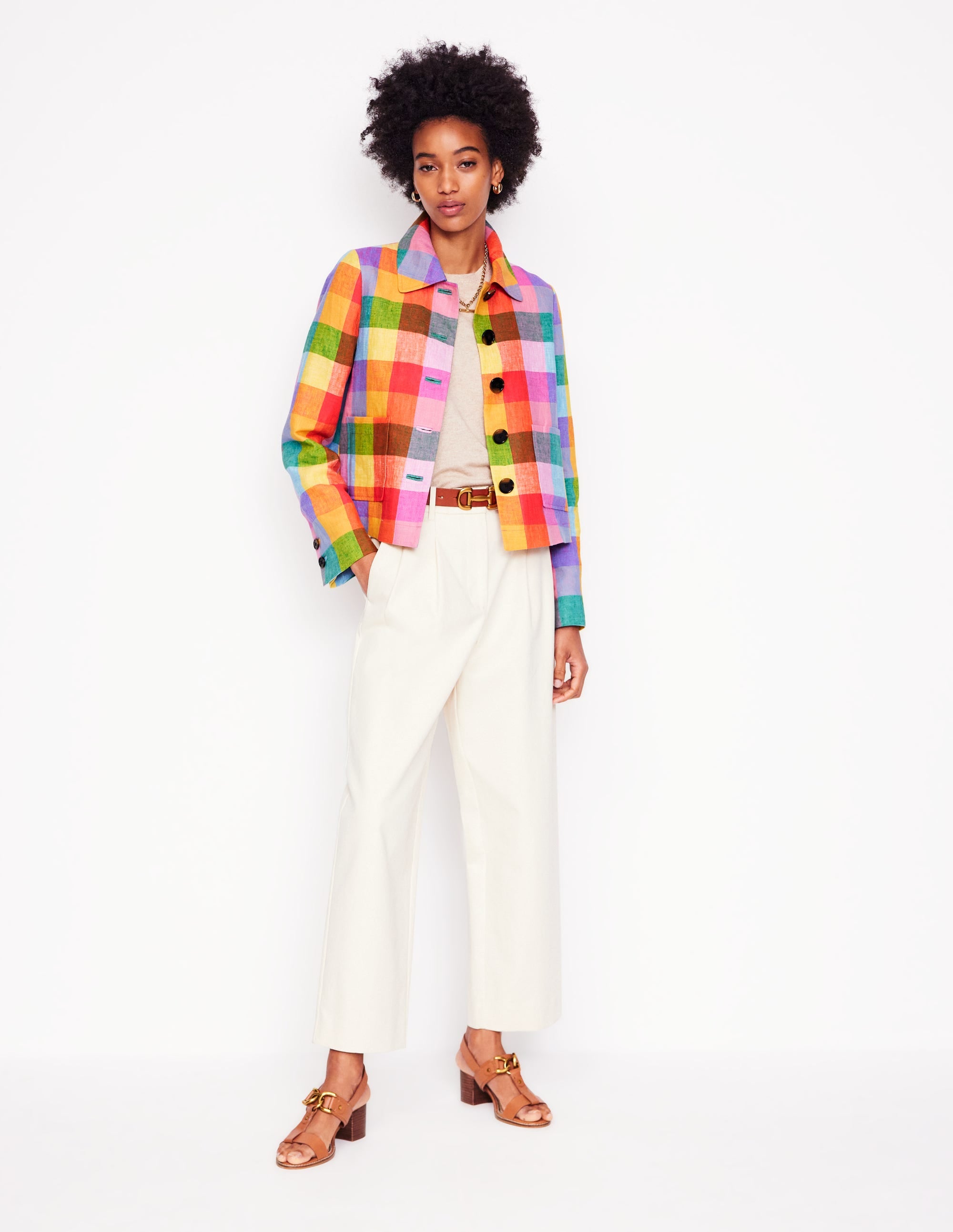 Veste Knightsbridge en lin-Vichy arc-en-ciel multi - Image 7