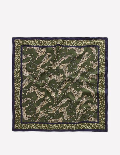 Quadratischer Seidenschal-Springender Leopard-4
