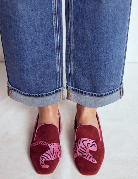 Slipper Cut Loafer-Oxblood Tiger