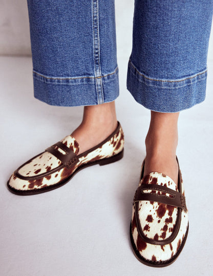 Nya Pennyloafer-Braun/Naturweiß-4