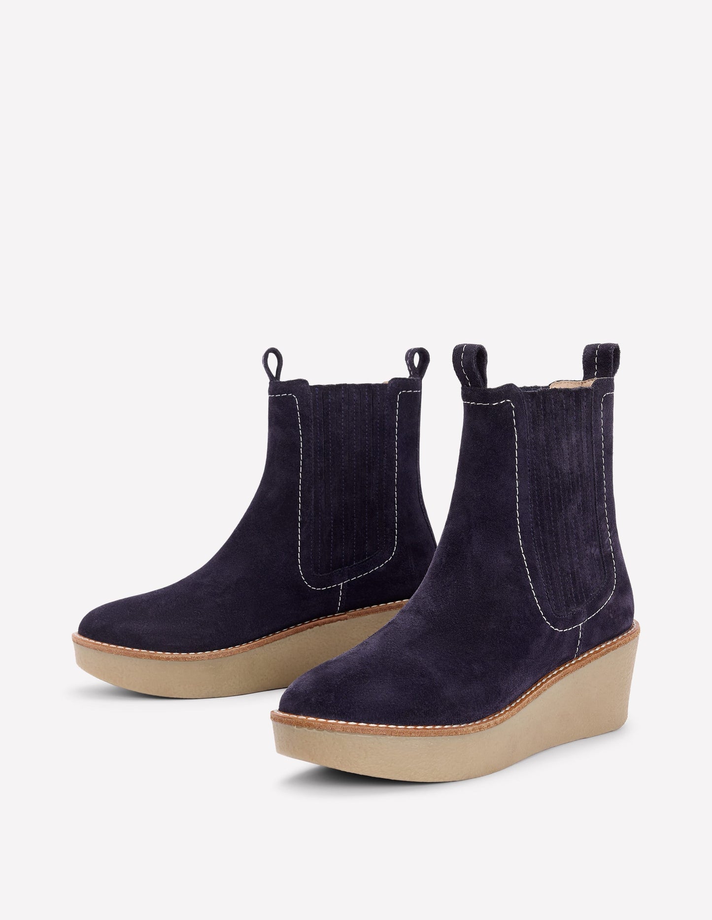 Stiefeletten mit Plateauabsatz-Marineblau