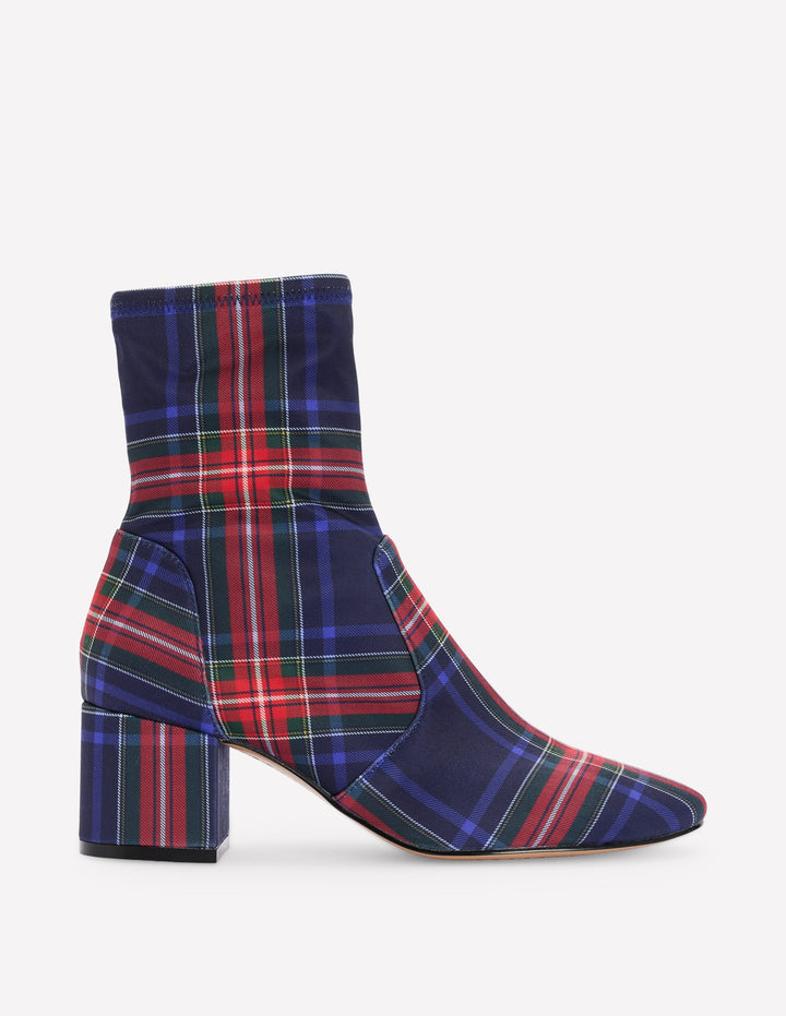 Stretch-Stiefeletten-Schottenmuster