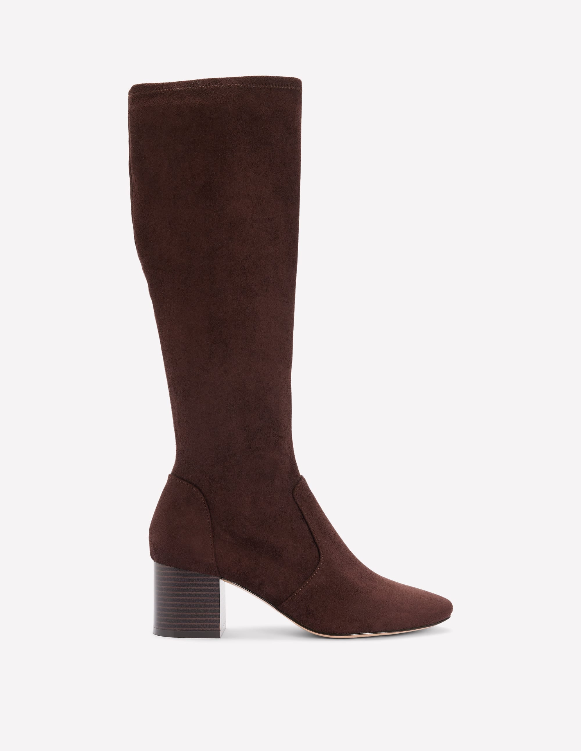 Kniehohe Stretchstiefel mit Absatz-Schoko - Image 1