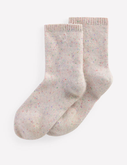 Kaschmir-Socken-Naturweiß mit Neps