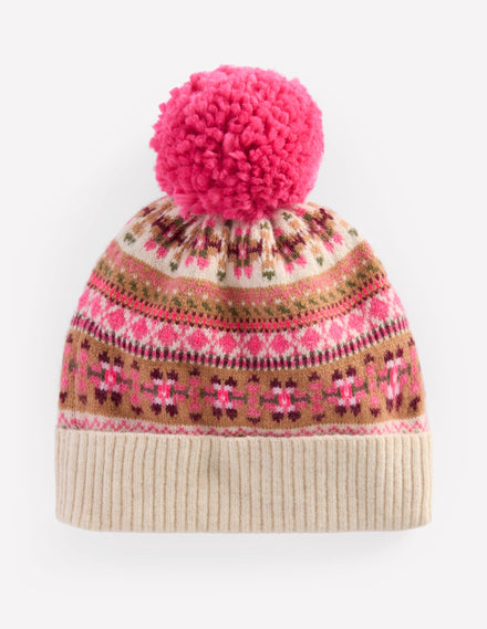 Edie Fair-Isle-Strickmütze-ROSA