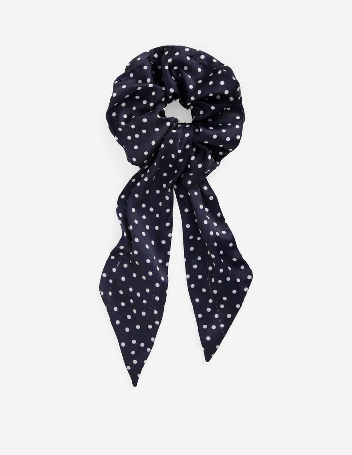 Scrunchie mit Schärpe-Französisches Navy, Getupft