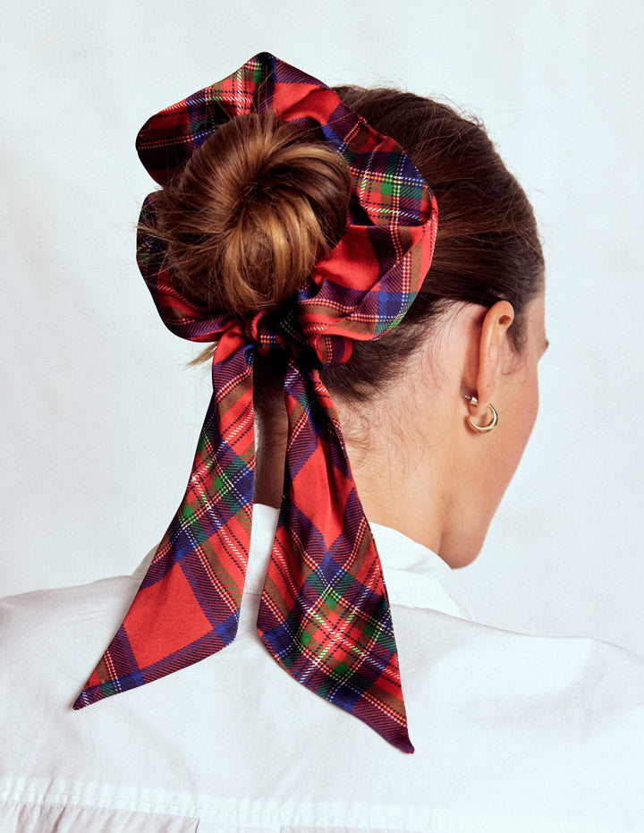 Scrunchie mit Schärpe-Rot Karo