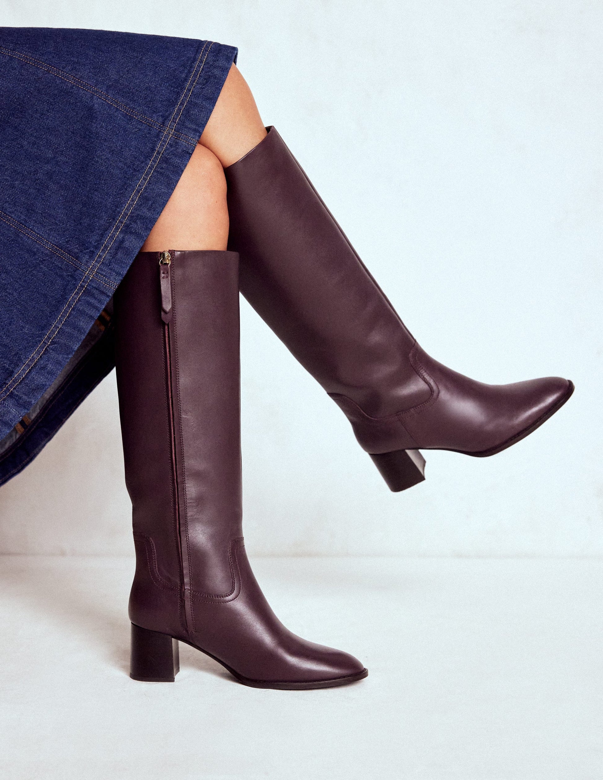 Skye Elegante, kniehohe Stiefel-Dunkle Kirsche-2