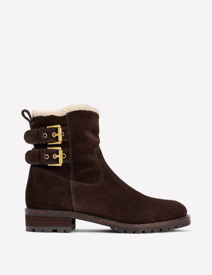 Stiefeletten mit Schnalle-Bitterschokolade