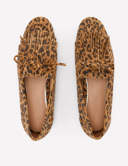 Weiche Bootsschuhe mit Quasten-Mohair, Leopardenmuster-5