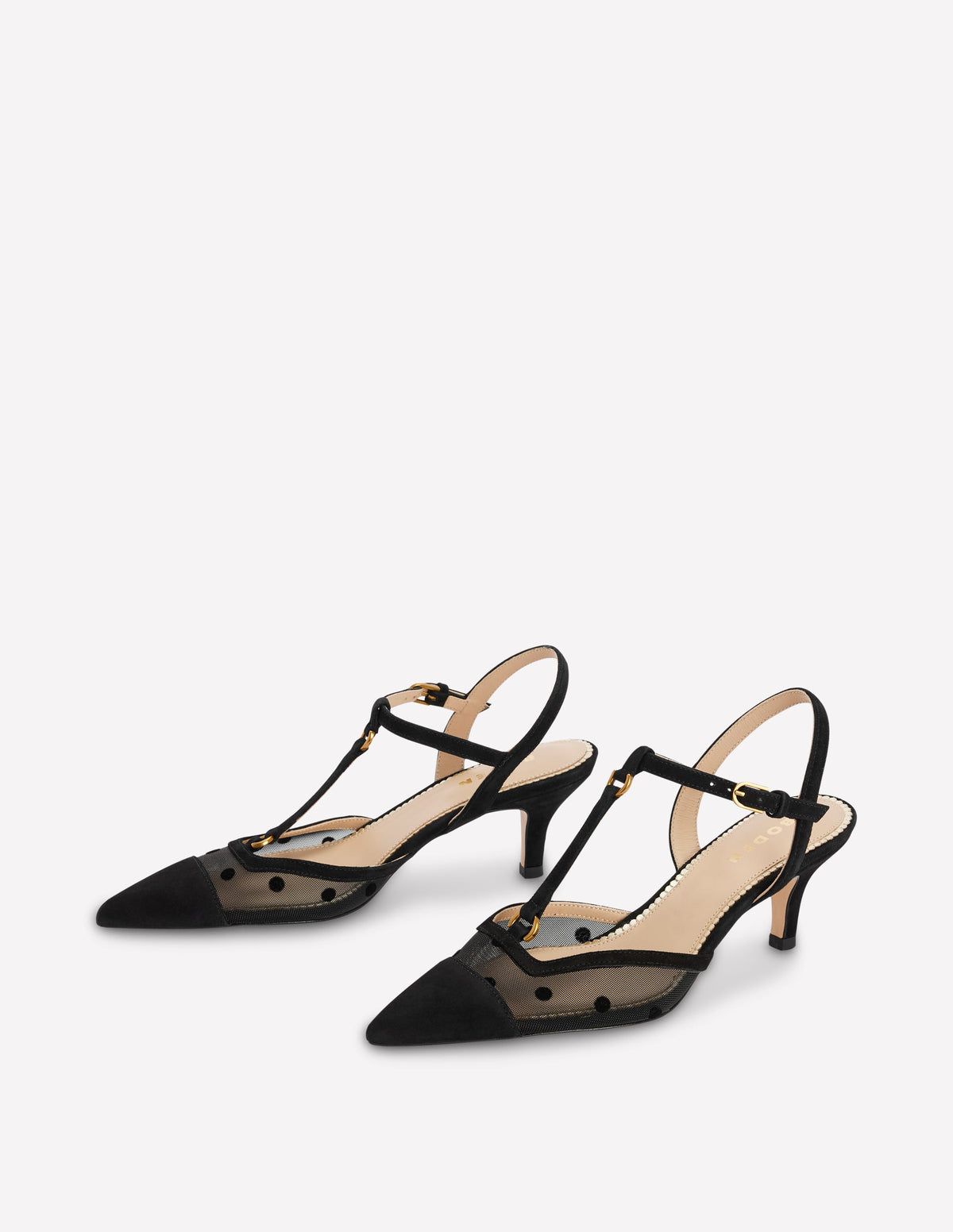 Spitze Absatzschuhe mit T-Steg-Schwarz Mesh - Image 3