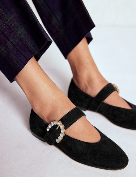 Kylie Flache Mary Janes mit Schnalle-Schwarz