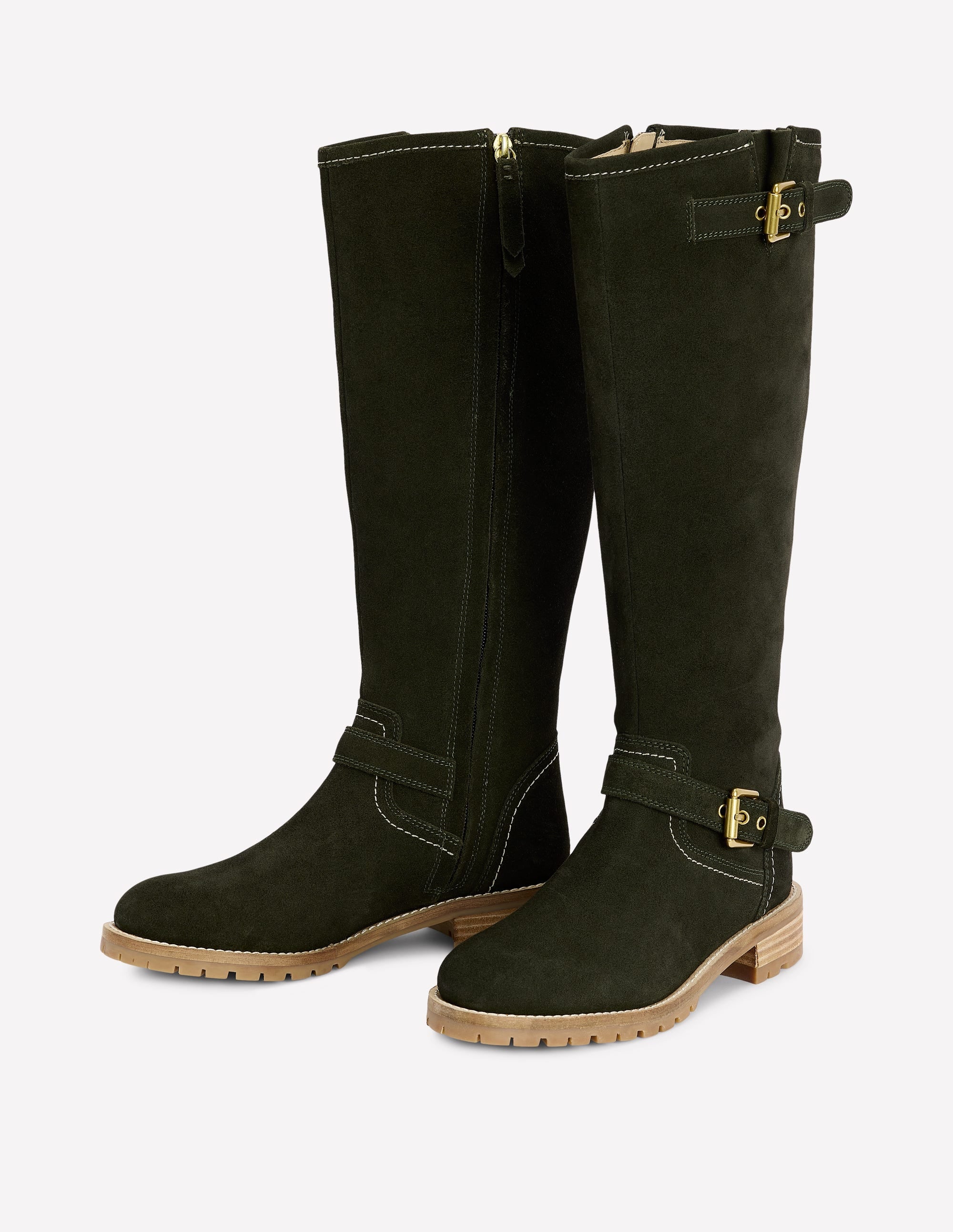Kniehohe Stiefel mit Schnalle-Waldgrün - Image 3
